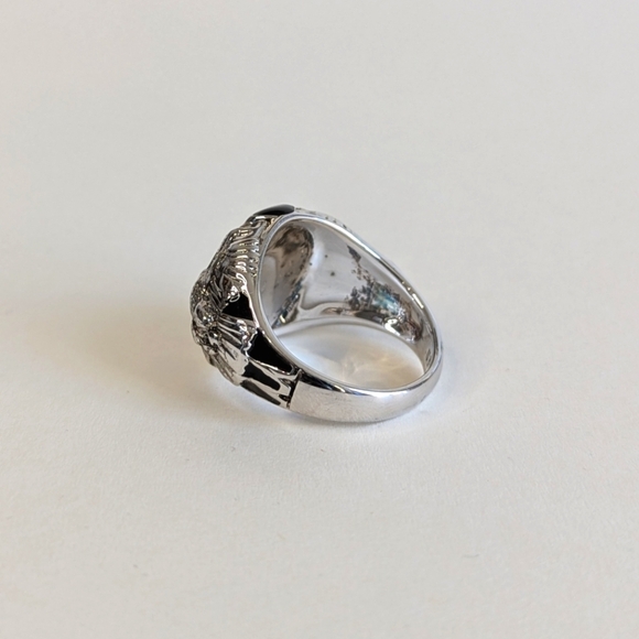 Bradford Exchange Untamed Spirit Tigers Eye Ring Eagle Flanked in Box sz 14¼ - Picture 6 of 12